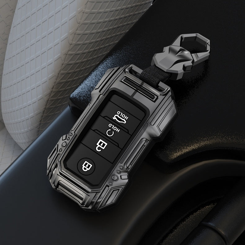 Kia Seltos/Sonet/Carens 4 Button Keyless Push Button Key Premium Batman Metal Alloy Keycase with Holder & Rope Chain