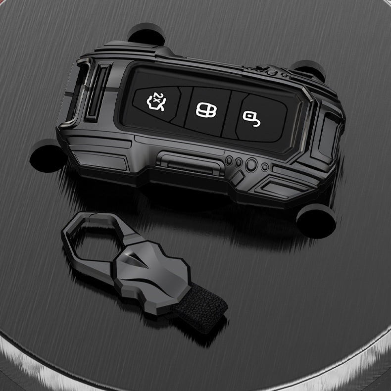 Ford Ecosport Push Button Remote Key Premium Batman Metal Alloy Keycase with Holder & Rope Chain