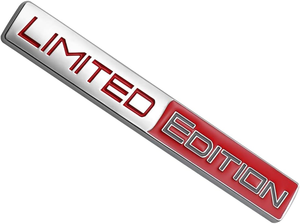 3D Limited Edition v3.0 Metal Sticker Decal Silver/Red (10x1.25 cm)
