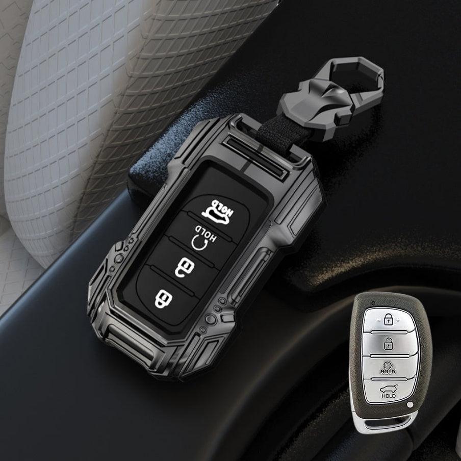 Hyundai Alcazar/i20/Venue/Creta (4 Button Key) Premium Batman Metal Alloy Keycase with Holder & Rope Chain