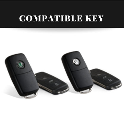 Skoda/Volkswagen Old Flip Key Armour Metal Alloy Keycase with Holder & Rope Chain
