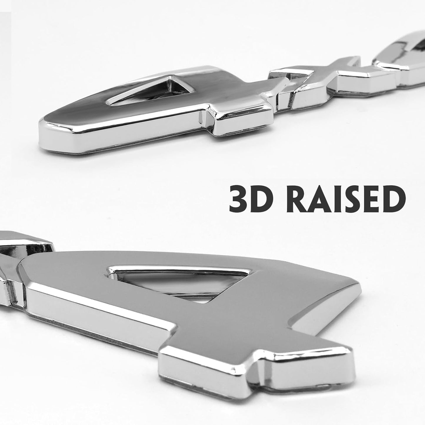 3D 4x4 Metal Sticker Decal Silver (15 x 3.5 cm)