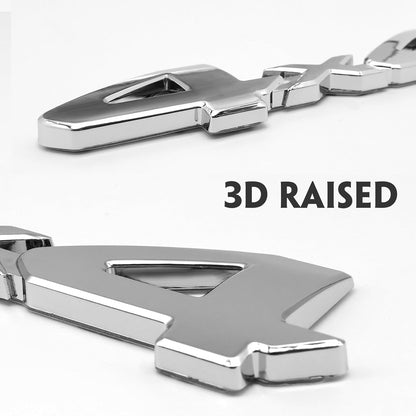 3D 4x4 Metal Sticker Decal Silver (15 x 3.5 cm)