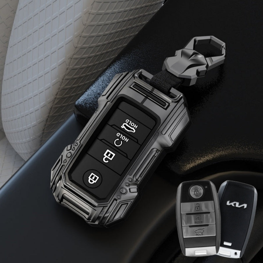 Kia Seltos/Sonet/Carens 4 Button Keyless Push Button Key Premium Batman Metal Alloy Keycase with Holder & Rope Chain
