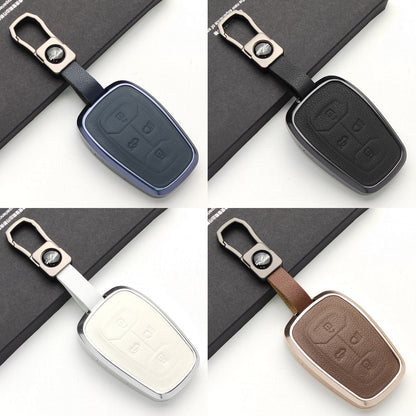 Tata Harrier/Safari/Altroz New Key Exclusive Aluminium Alloy Leather Keycase with Holder & Rope Chain