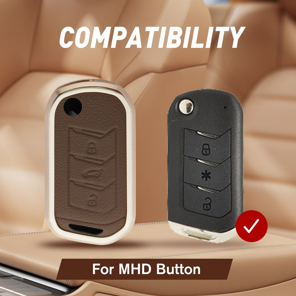 Mahindra XUV700/Thar/Scorpio New Key Exclusive Aluminium Alloy Leather Keycase with Holder & Rope Chain