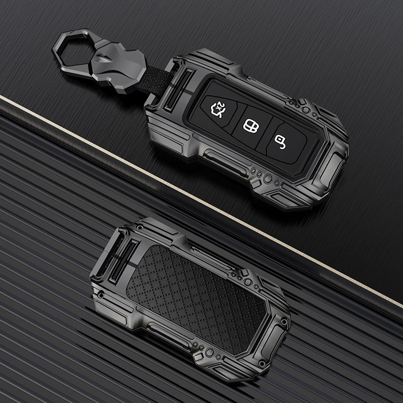 Ford Ecosport Push Button Remote Key Premium Batman Metal Alloy Keycase with Holder & Rope Chain