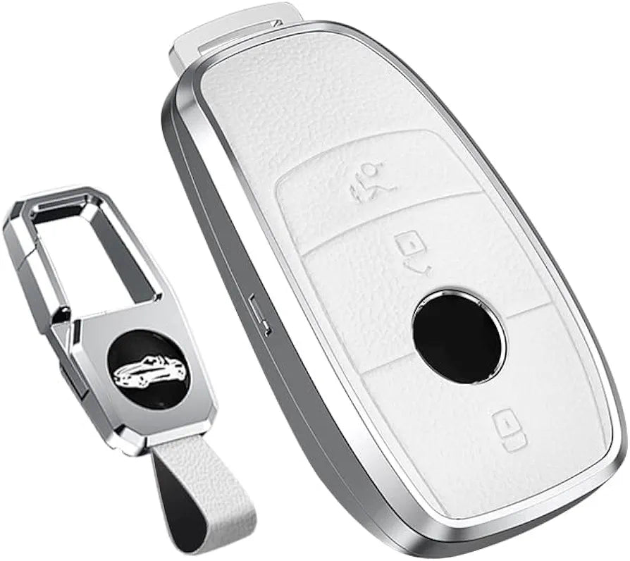 Mercedes New Key Exclusive Aluminium Alloy Leather Keycase with Holder & Rope Chain