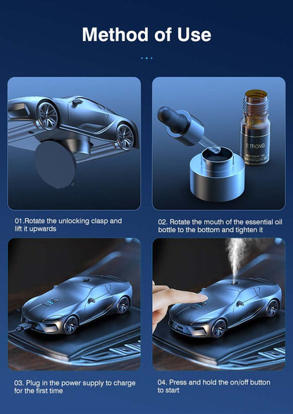 Smart Diffuser Car Shape Metal Alloy Perfume Aromatherapy