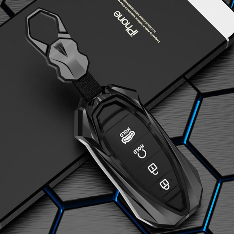 Hyundai Verna/i20 4 Button Keyless Push Button Key Premium Batman Metal Alloy Keycase with Holder & Rope Chain
