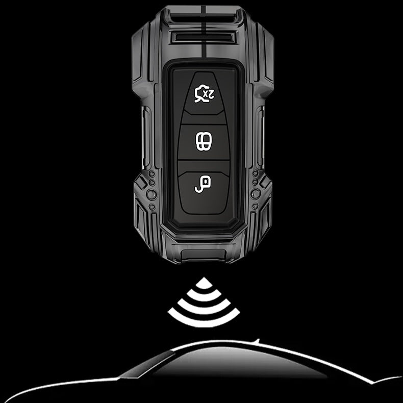 Ford Ecosport Push Button Remote Key Premium Batman Metal Alloy Keycase with Holder & Rope Chain