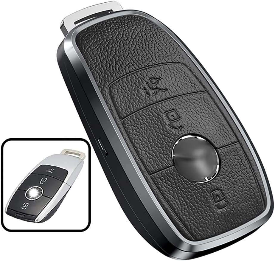 Mercedes New Key Exclusive Aluminium Alloy Leather Keycase with Holder & Rope Chain