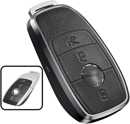 Mercedes New Key Exclusive Aluminium Alloy Leather Keycase with Holder & Rope Chain