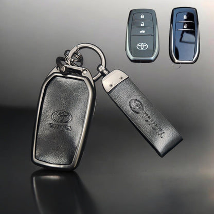 Fortuner/Innova Crysta/Hycross New Key Metal Alloy Leather Keycase with Holder & Rope Chain