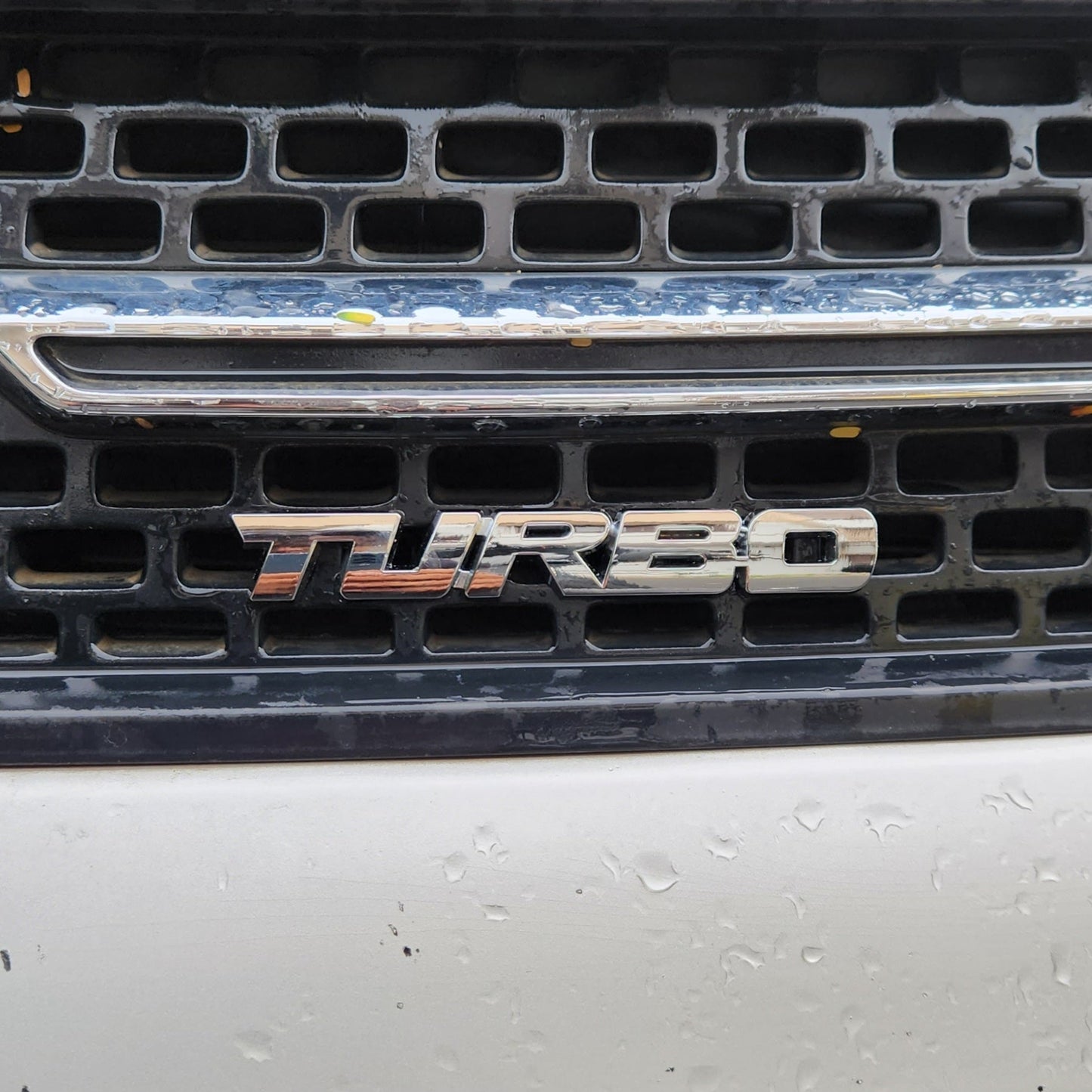 Turbo Silver Grille Metal Emblem (14.9 x 3.2 cm)