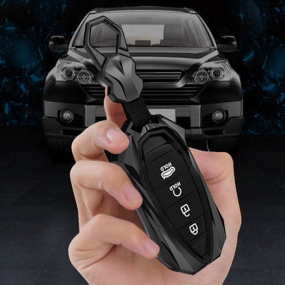 Hyundai Verna/i20 4 Button Keyless Push Button Key Premium Batman Metal Alloy Keycase with Holder & Rope Chain