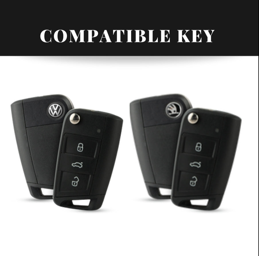 Skoda/Volkswagen New Flip Key Armour Metal Alloy Keycase with Holder & Rope Chain