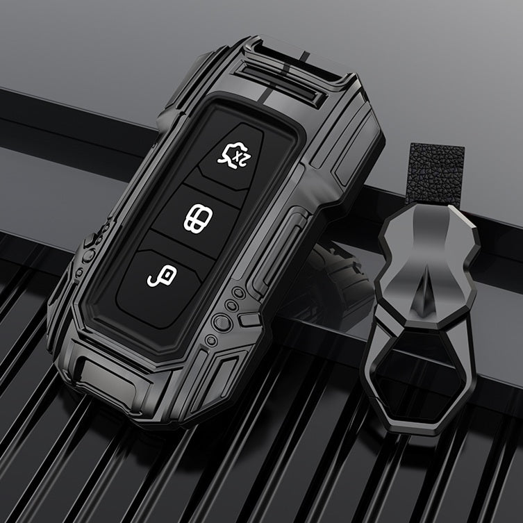 Ford Ecosport Push Button Remote Key Premium Batman Metal Alloy Keycase with Holder & Rope Chain