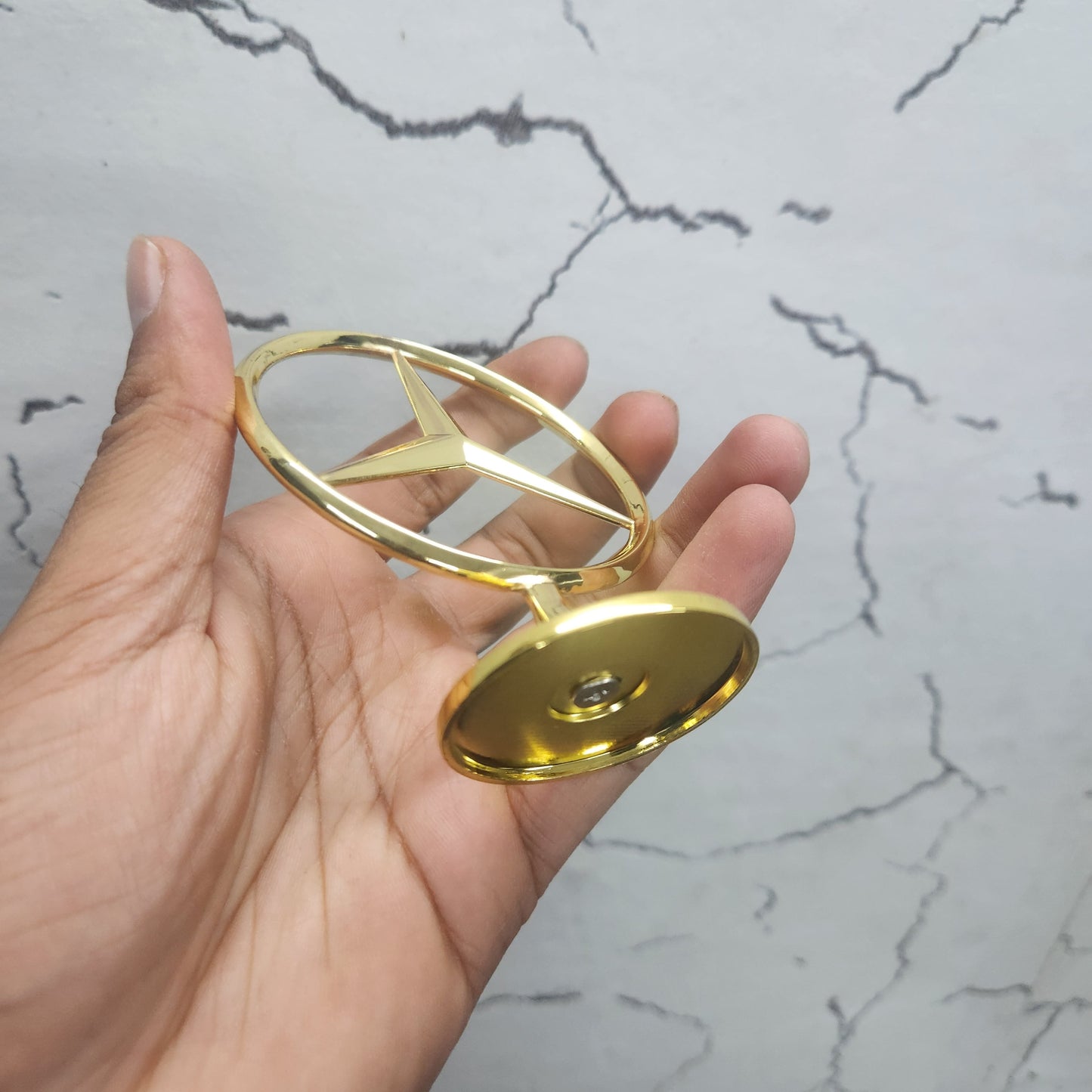 Mercedes Bonnet 3D Logo Gold (Pasting logo)