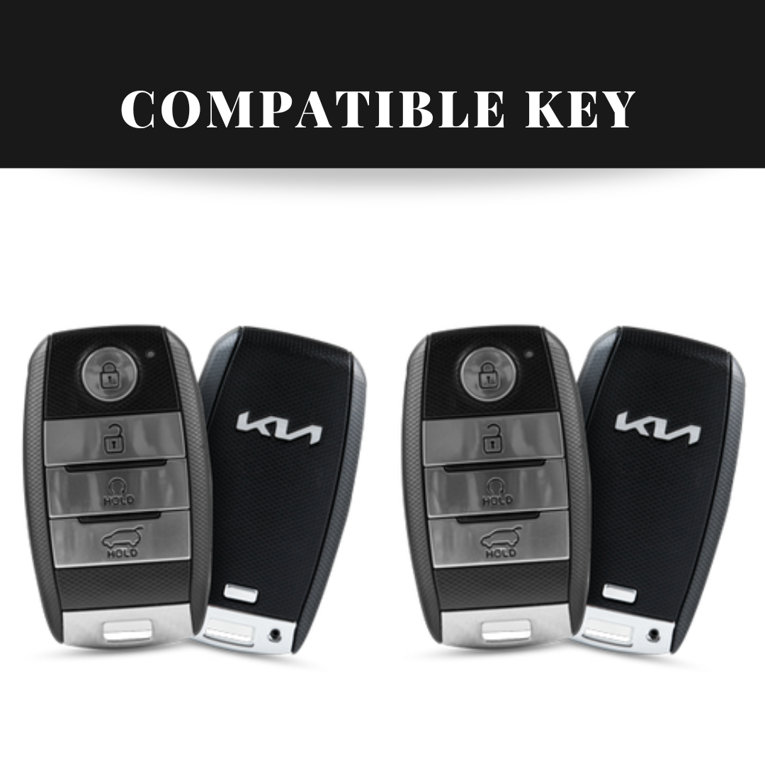 Kia 4 Button Key Exclusive Aluminium Alloy Leather Keycase with Holder & Rope Chain