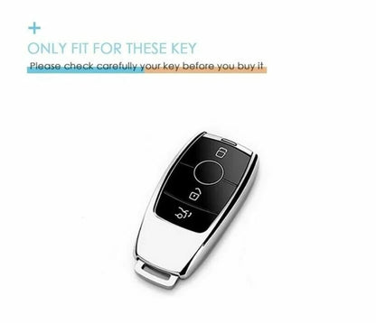 Mercedes New Key Exclusive Aluminium Alloy Leather Keycase with Holder & Rope Chain