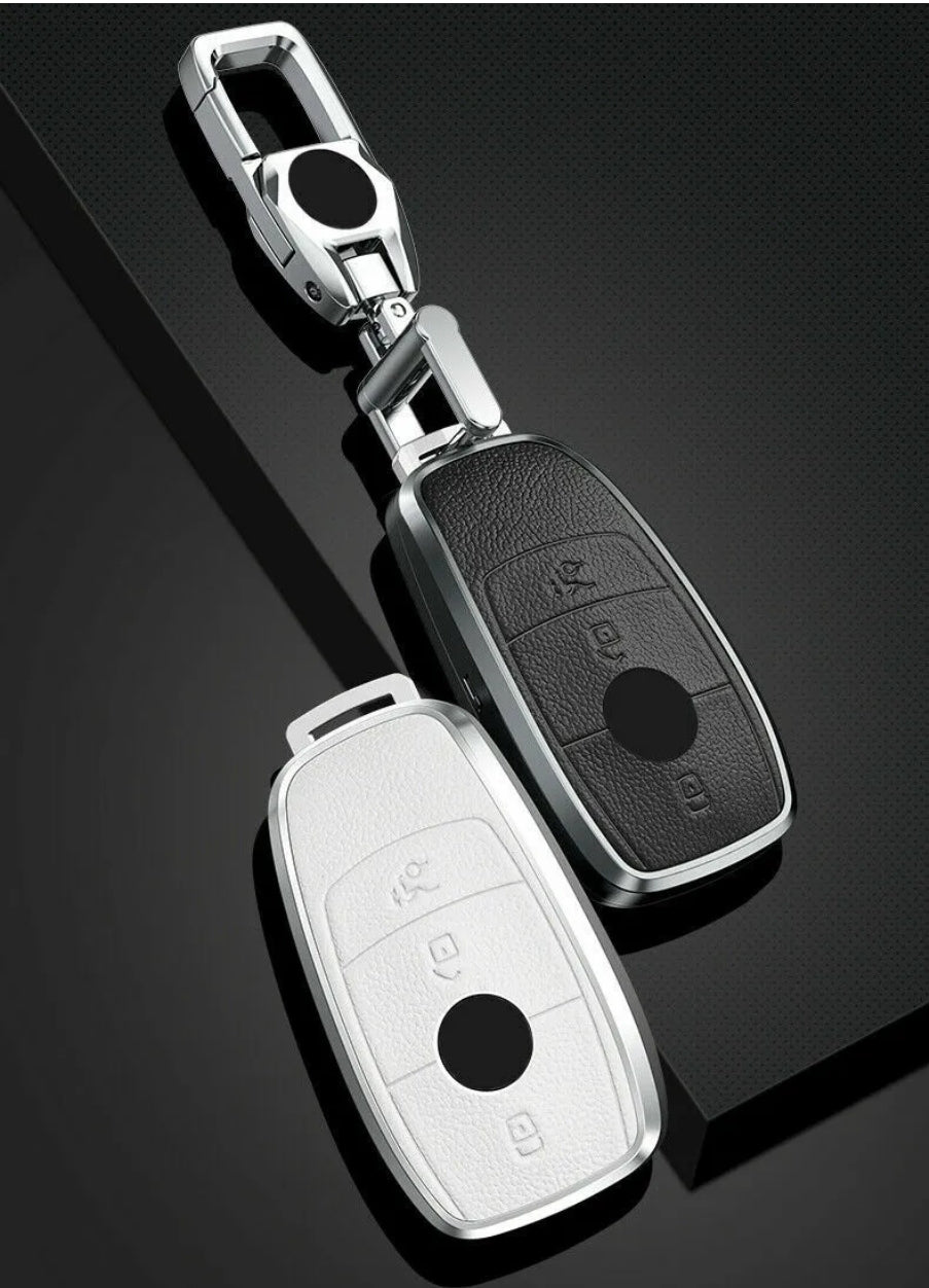 Mercedes New Key Exclusive Aluminium Alloy Leather Keycase with Holder & Rope Chain