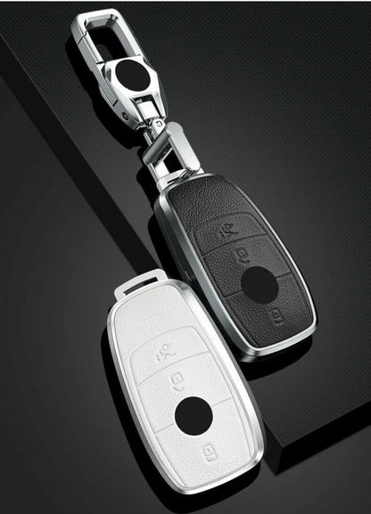 Mercedes New Key Exclusive Aluminium Alloy Leather Keycase with Holder & Rope Chain