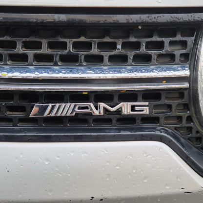 AMG Silver Grille Metal Emblem (15.5 x 1.5 cm)