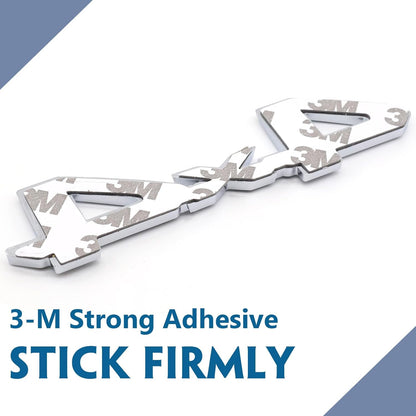 3D 4x4 Metal Sticker Decal Silver (15 x 3.5 cm)