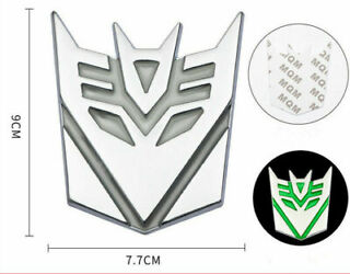 3D Transformer Deception Radium Glow Metal Sticker Decal Silver (9.5x7.5 cm)
