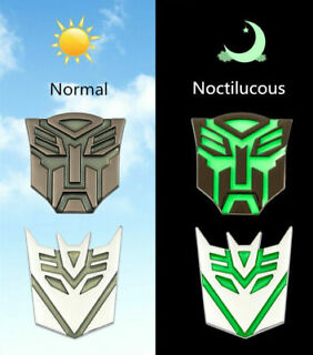 3D Transformer Deception Radium Glow Metal Sticker Decal Silver (9.5x7.5 cm)