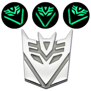 3D Transformer Deception Radium Glow Metal Sticker Decal Silver (9.5x7.5 cm)