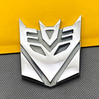 3D Transformer Deception Radium Glow Metal Sticker Decal Silver (9.5x7.5 cm)