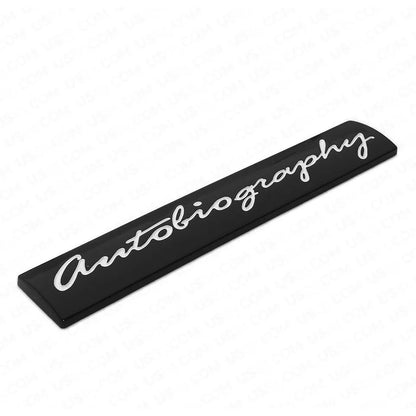 3D Autobiography Logo Metal Sticker Decal Black/White (11 x 2 cm)