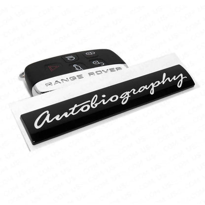 3D Autobiography Logo Metal Sticker Decal Black/White (11 x 2 cm)