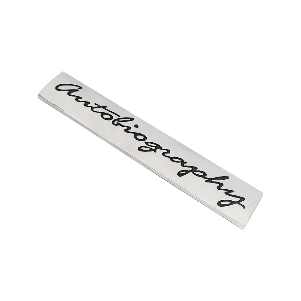 3D Autobiography Logo Metal Sticker Decal Grey/Black (11 x 2 cm)