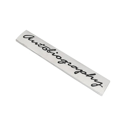 3D Autobiography Logo Metal Sticker Decal Grey/Black (11 x 2 cm)
