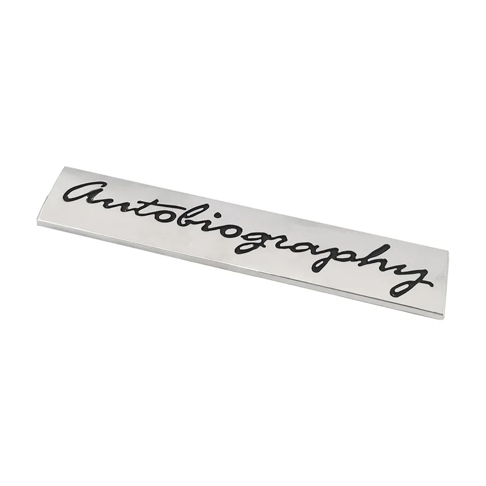 3D Autobiography Logo Metal Sticker Decal Grey/Black (11 x 2 cm)