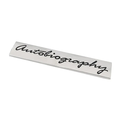 3D Autobiography Logo Metal Sticker Decal Grey/Black (11 x 2 cm)