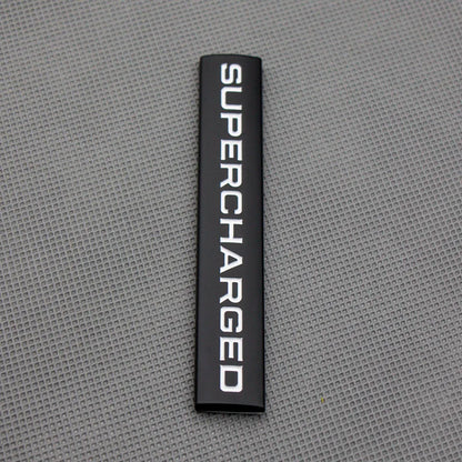 3D Supercharged Logo Metal Sticker Decal Black/White (11 x 2 cm)