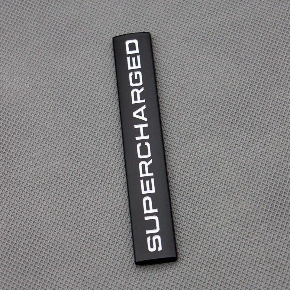 3D Supercharged Logo Metal Sticker Decal Black/White (11 x 2 cm)