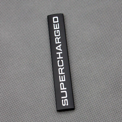 3D Supercharged Logo Metal Sticker Decal Black/White (11 x 2 cm)