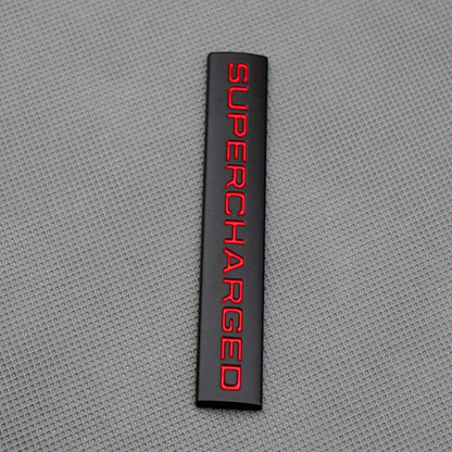 3D Supercharged Logo Metal Sticker Decal Black/Red (11 x 2 cm)