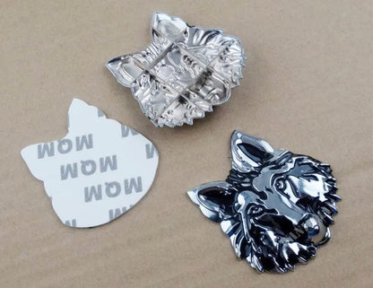 3D Wolf Metal Sticker Decal Silver (6.5x6 cm)
