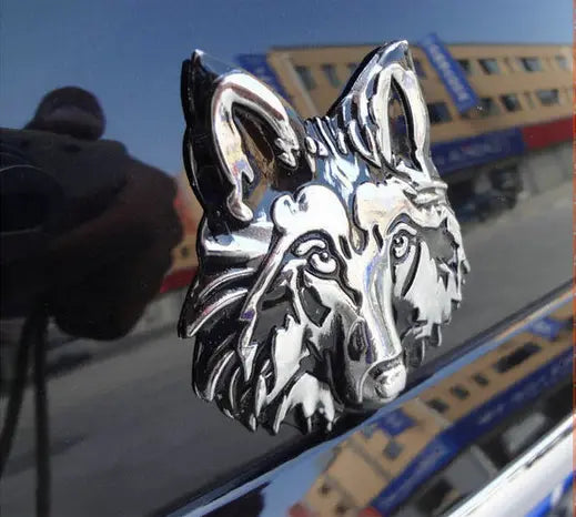 3D Wolf Metal Sticker Decal Silver (6.5x6 cm)