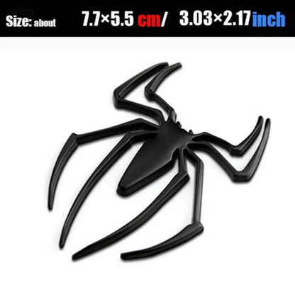 3D Spider Metal Sticker Decal Black (7.5x5.5 cm)