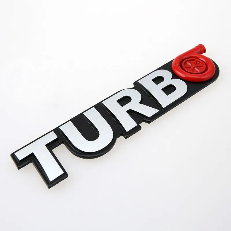 3D TURBO Metal Sticker Decal SIlver (16 x 3 cm)